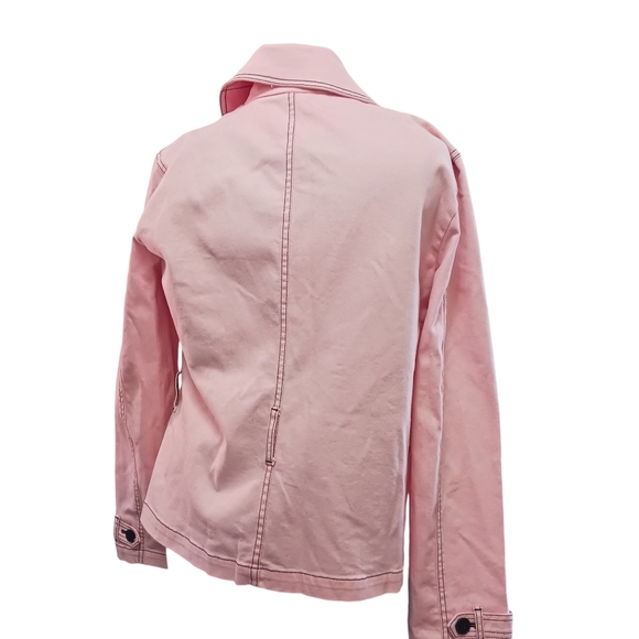 Lauren Jeans Co Ralph Lauren Jacket Dbl Button Pink Denim Large No Belt - Picture 3 of 15